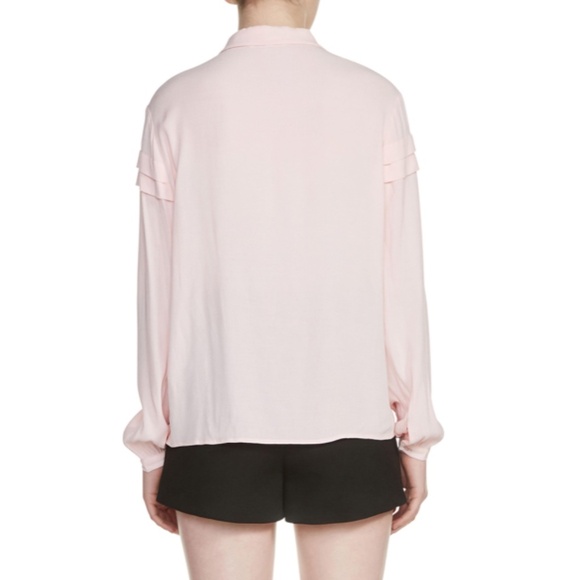 NWT MAJE PINK CREPE TIE NECK BLOUSE - 1 - Picture 3 of 15